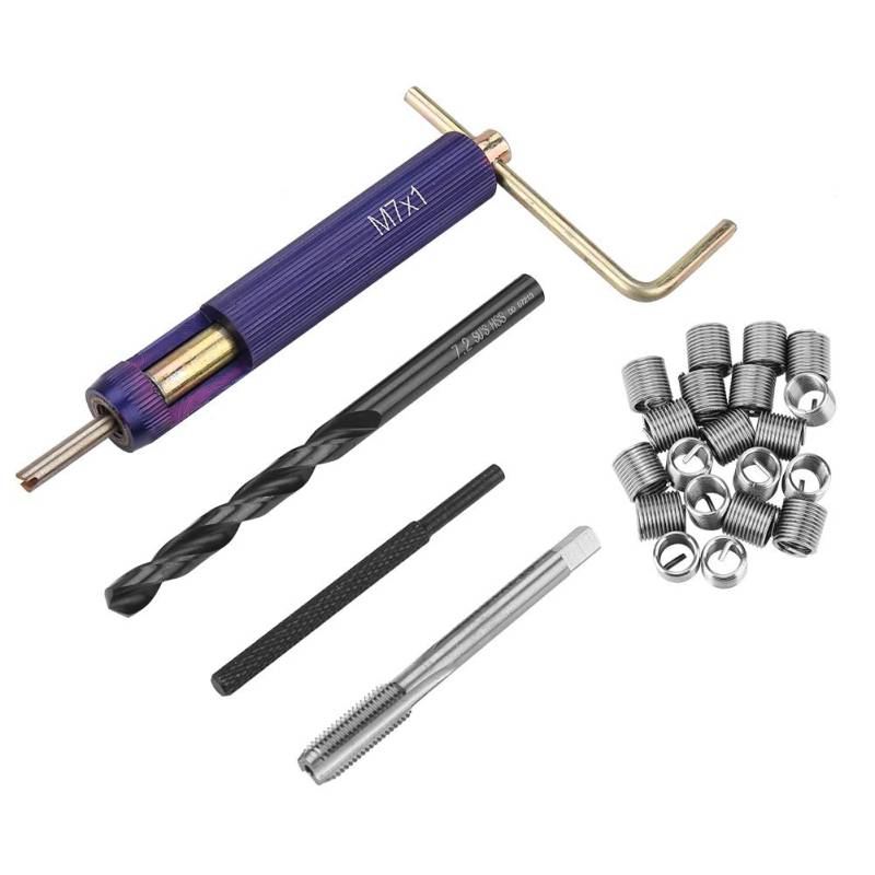 Gewindeeinsätze M7 Gewinde Reparatur Set, M7 × 1.0 Gewindeeinsätze Reparatur Werkzeug Installationssatz für Kabeleinsatz von SEAFRONT