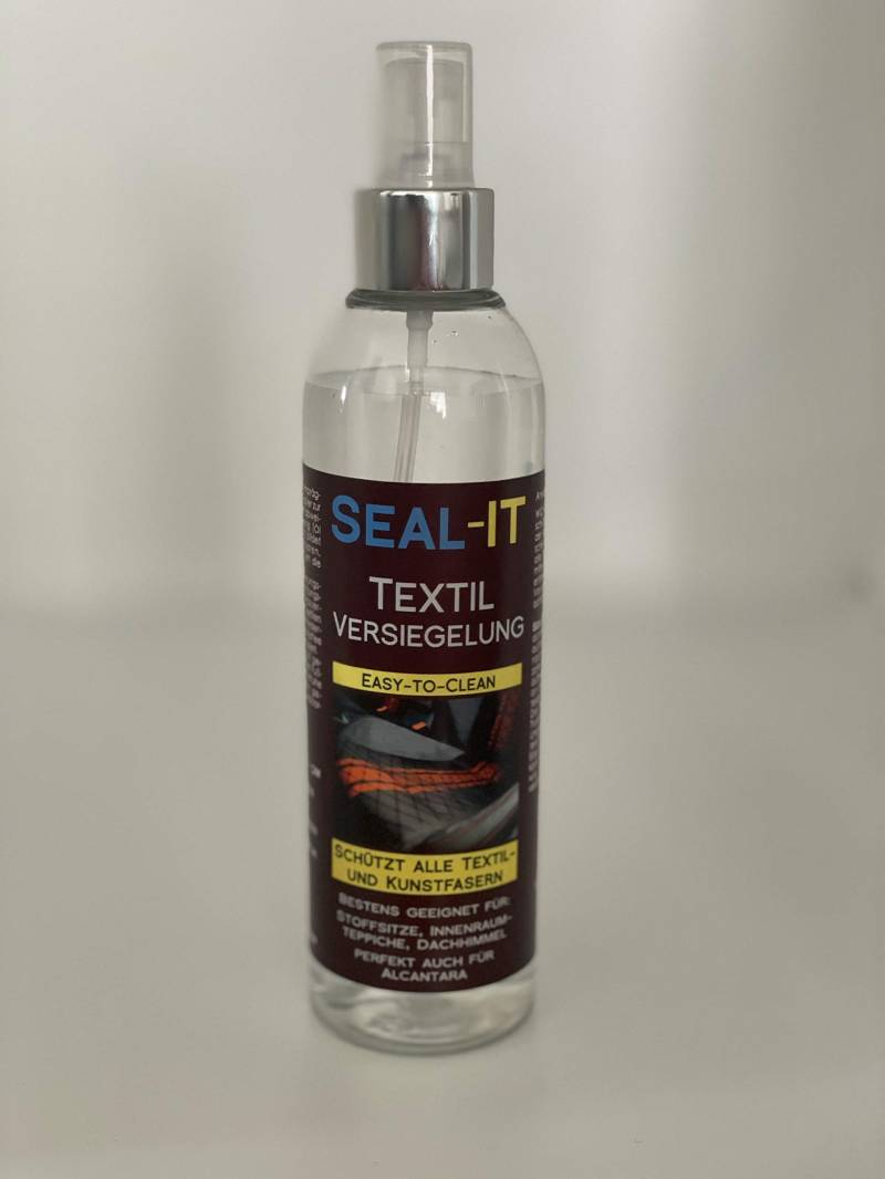 SEAL-IT Textil Versiegelung 250 ml, wasserabweisend, schmutz- und fleckenabweisend, für alle Textil- und Kunstfasern, auch für Alcantara, für Sitze, Schuhe, Couchen, Jacken, usw. (Siehe Beschreibung) von SEAL-IT