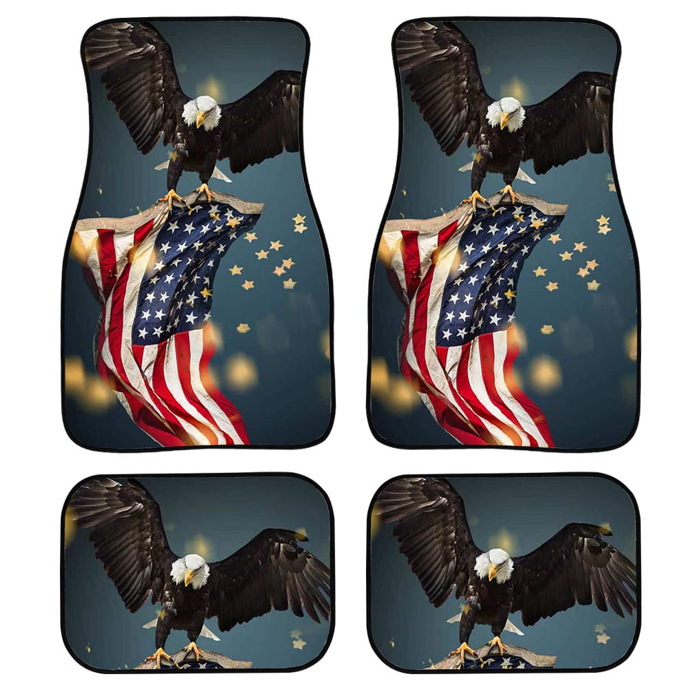 SEANATIVE Auto-Fußmatten, amerikanische Flagge, Adler, bedruckt, patriotisches Dekor, Allwetter-Teppich für Fahrzeuginnenraum, Autozubehör von SEANATIVE