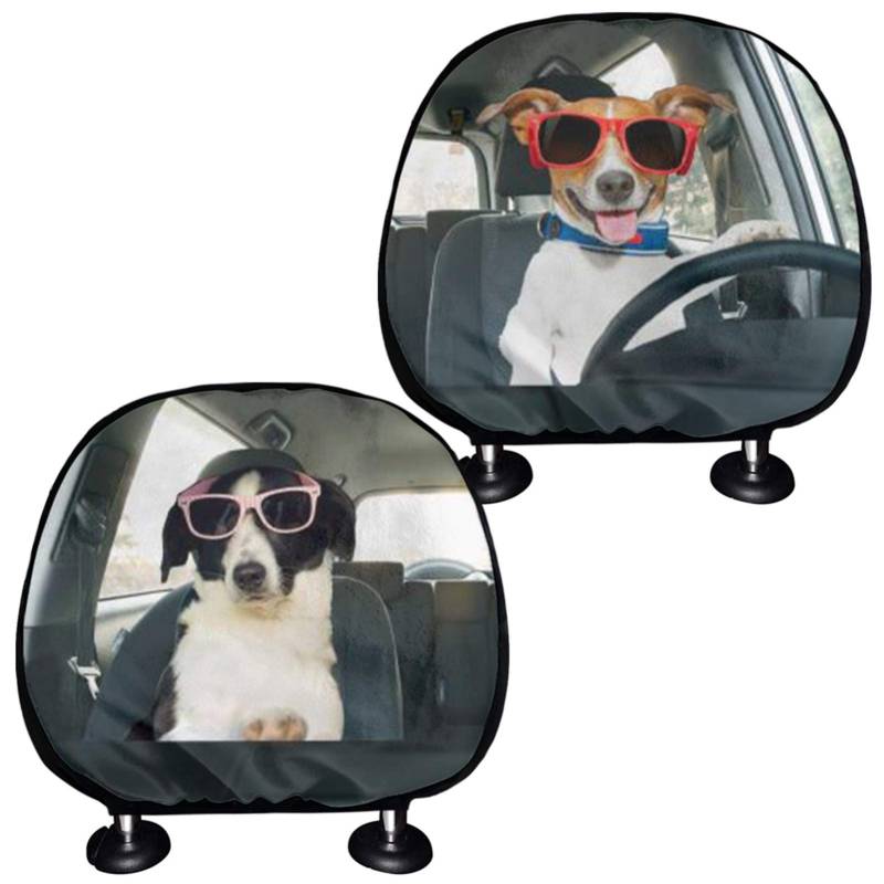 SEANATIVE Komplettes Set von 2 Autositz-Zubehör für Limousine, universeller Kopfstützenschutz, passend für Auto-Dekor, Jack Russell Terrier von SEANATIVE
