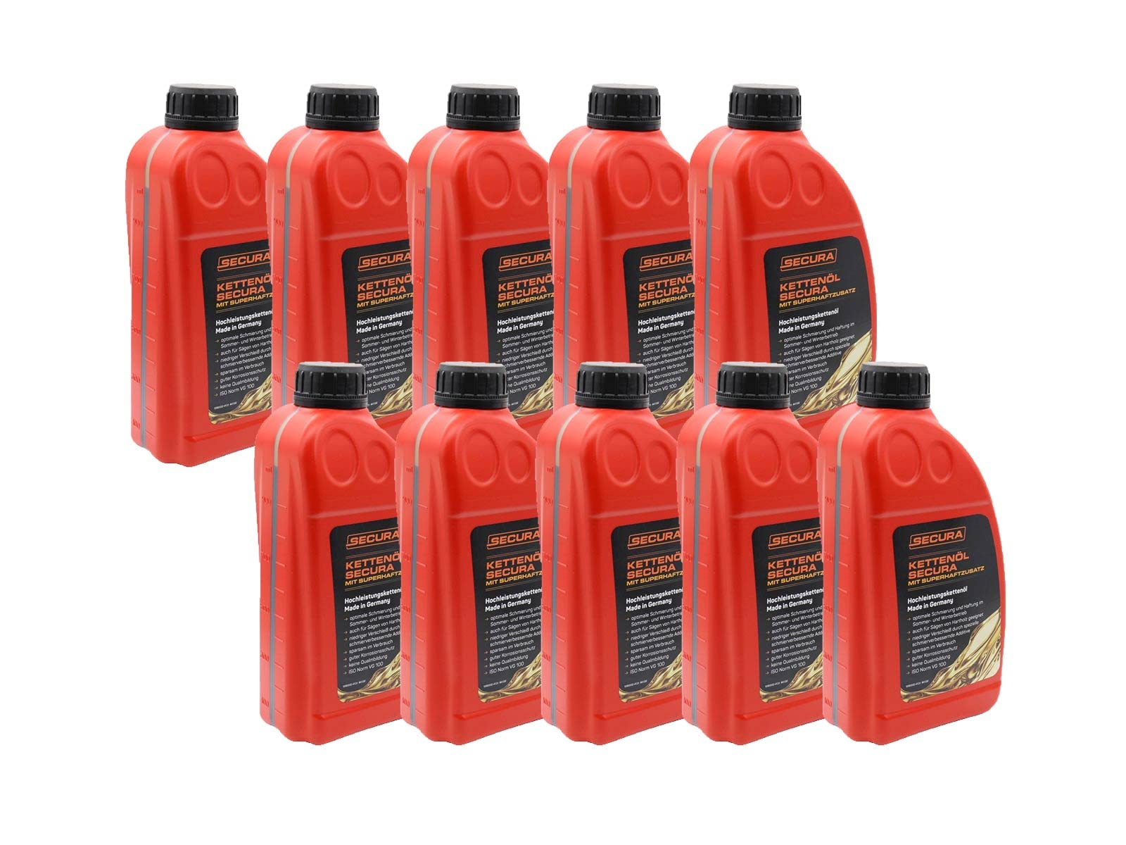 SECURA 10x 1 Liter Kettenöl mit Superhaftzusatz für Sägeketten von SECURA