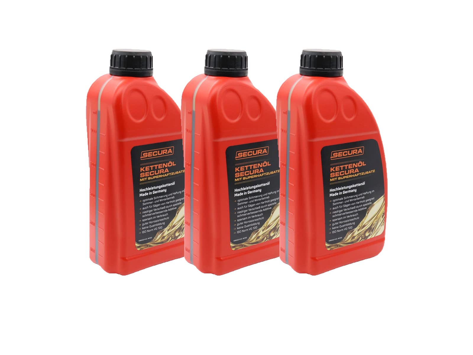 SECURA 3x 1 Liter Kettenöl mit Superhaftzusatz für Sägeketten von SECURA