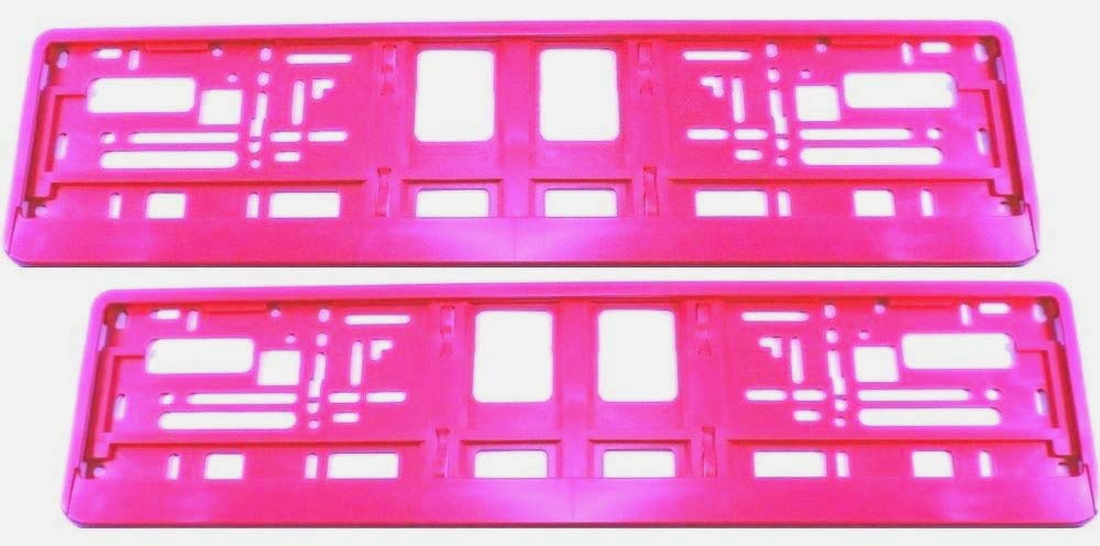 2 Stück Kennzeichenhalter - FREIE Farbauswahl! - Schwarz Weiß Gelb Pink Orange Rot Chrom - Premiumqualität! - Satz Set farbig (Pink) von SEEAS