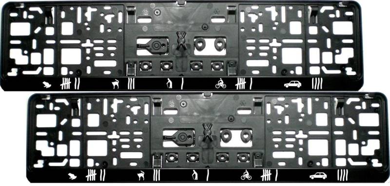2 Stück Kennzeichenhalter mit STRICHLISTE - inklusive 8 Schrauben - Nummernschildhalter - Satz - Fun von SEEAS