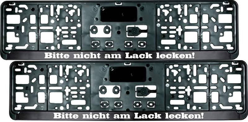 2 Stück Kennzeichenhalter mit Spruch Bitte Nicht am Lack lecken! - inklusive 8 Schrauben - Nummernschildhalter - Fun - Satz von SEEAS