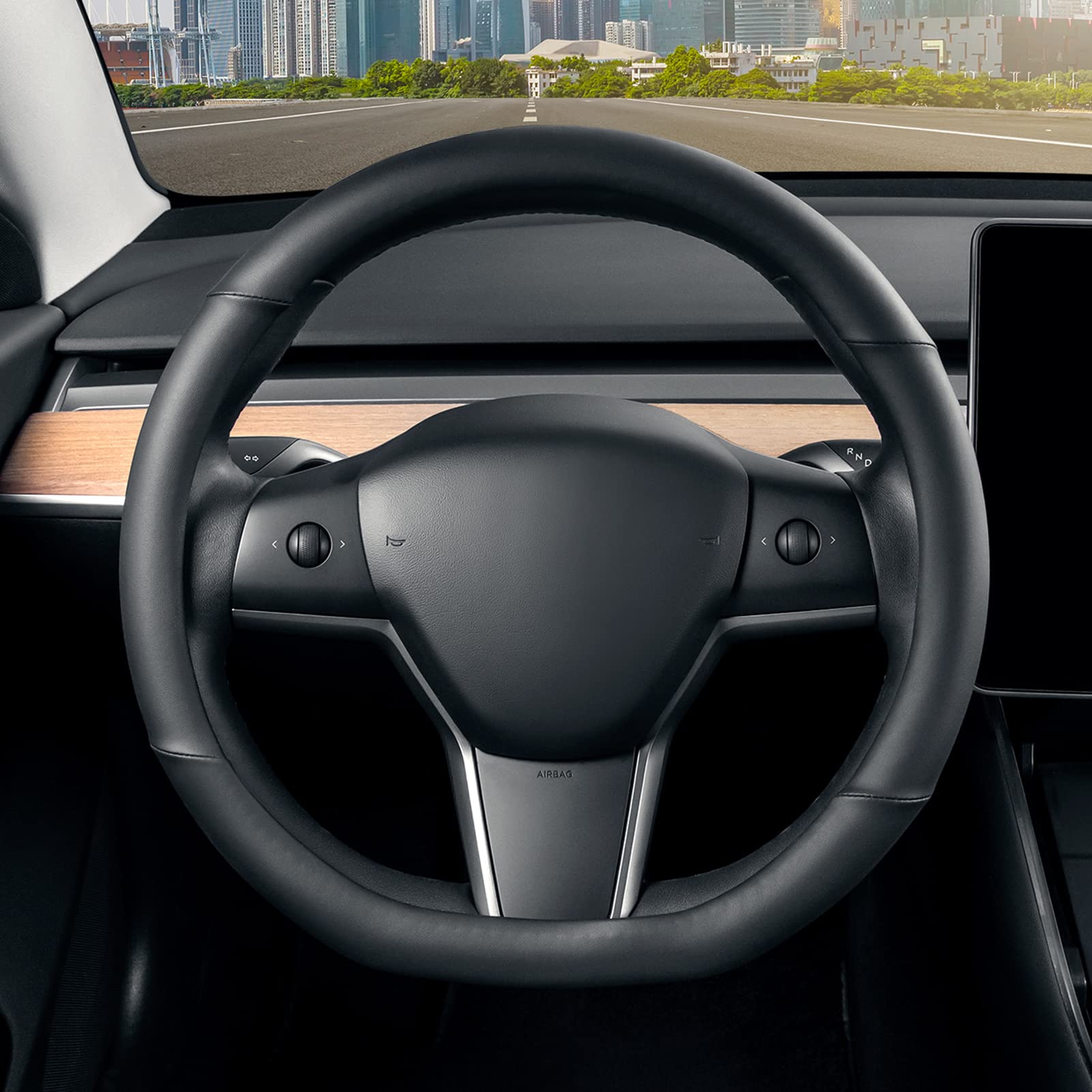 SEG Direct Auto Lenkradbezug D Typ, D-Form Lenkradhülle, D Geformt Lenkradabdeckung 35.5-36cm, Mikrofaserleder, Schwarz SEG Direct Auto Lenkradbezug D Typ, D-Form Lenkradhülle, D Geformt Lenkradabdeckung 35.5-36cm, Mikrofaserleder, Schwarz von SEG Direct