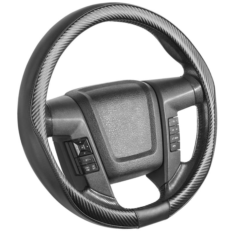 SEG Direct Lenkradhülle Lenkrad Abdeckung Lenkradbezug Großformat Für F150 F250 F350 Ram 4runner Tacoma Tundra Range Rover Mit 39.5-41cm Außendurchmesser Leder Mit Kohlefasermuster Schwarz von SEG Direct