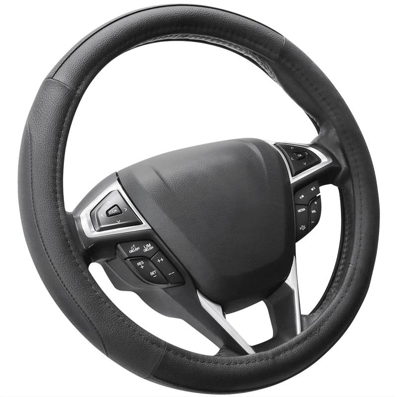 SEG Direct Lenkradhülle Lenkrad Abdeckung Lenkradbezug aus Mikrofaser-Leder 37-39 cm Schwarz von SEG Direct