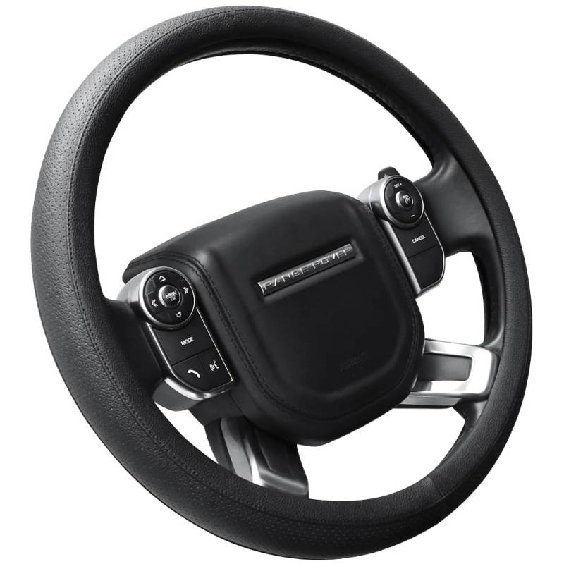 SEG Direct Auto Lenkradbezug für F-150 Tundra Range Rover 39.5-41 cm, Schwarzes Mikrofaserleder von SEG Direct