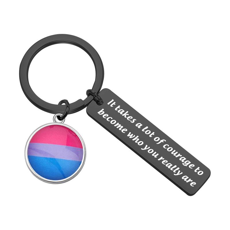 SEIRAA Bisexual Pride Schlüsselanhänger It Takes a Lot of Courage to Keychain Bisexual Pride LGBTQ Geschenke, Schwarz Bisexuell Schlüsselbund, 0 von SEIRAA