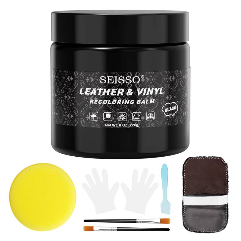 SEISSO 200ml Lederreparatur Creme, Lederfarbe Schwarz, Leder Reparatur Set für Ledercouch, Leder Restaurator, Kunstleder Reparieren Lederreparatur Flüssigleder für Autositze Sofa Lederjacke von SEISSO
