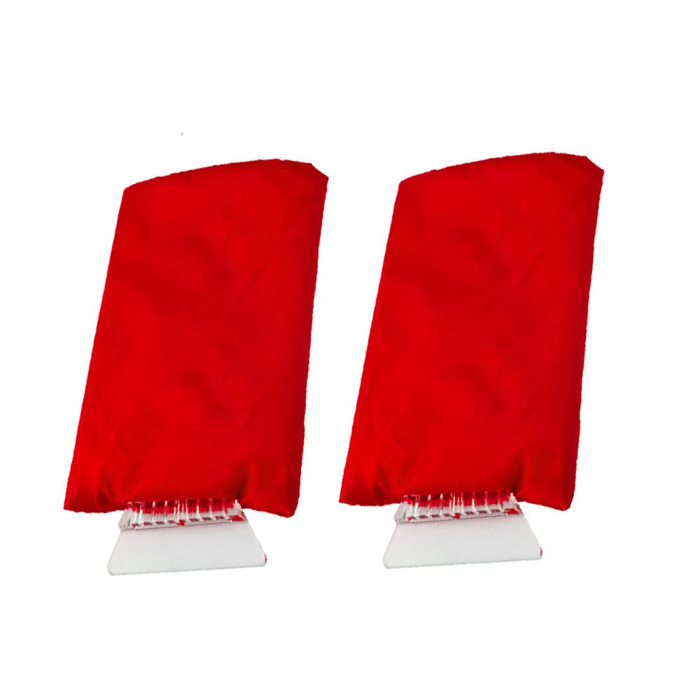 Eisentferner Schaber, Schneefrostschaber mit wasserdichtem Handschuh, Winter Auto Reinigungswerkzeug für Windschutzscheibenfenster, 2 Stück - Rot von SEIWEI