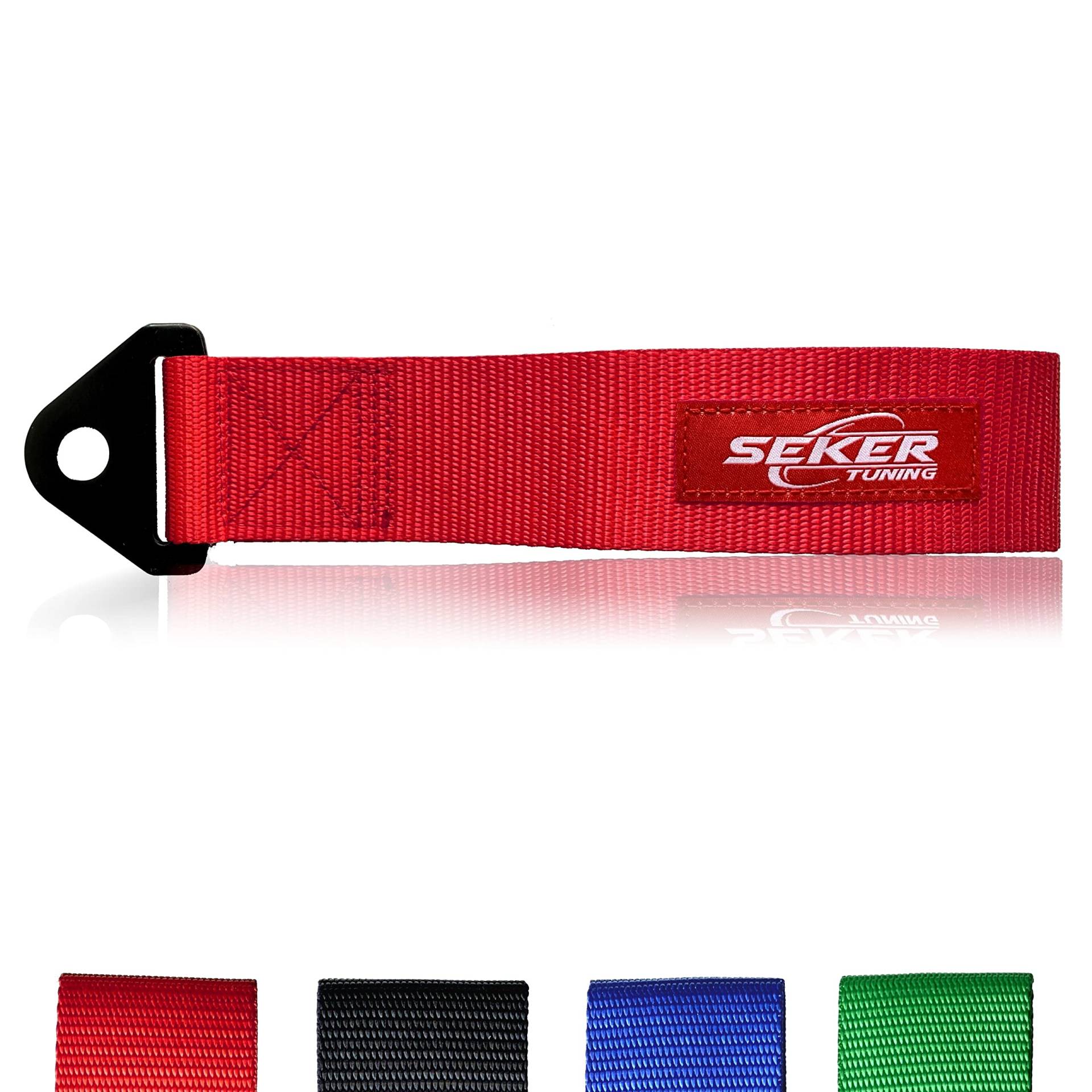 SEKER® Motorsport Abschleppschlaufe ROT Schlaufe Premium Abschleppband Abschleppöse Abschleppseil Tow Strap Hook Universal für Racing JDM Drift Tuning (ROT) von SEKER