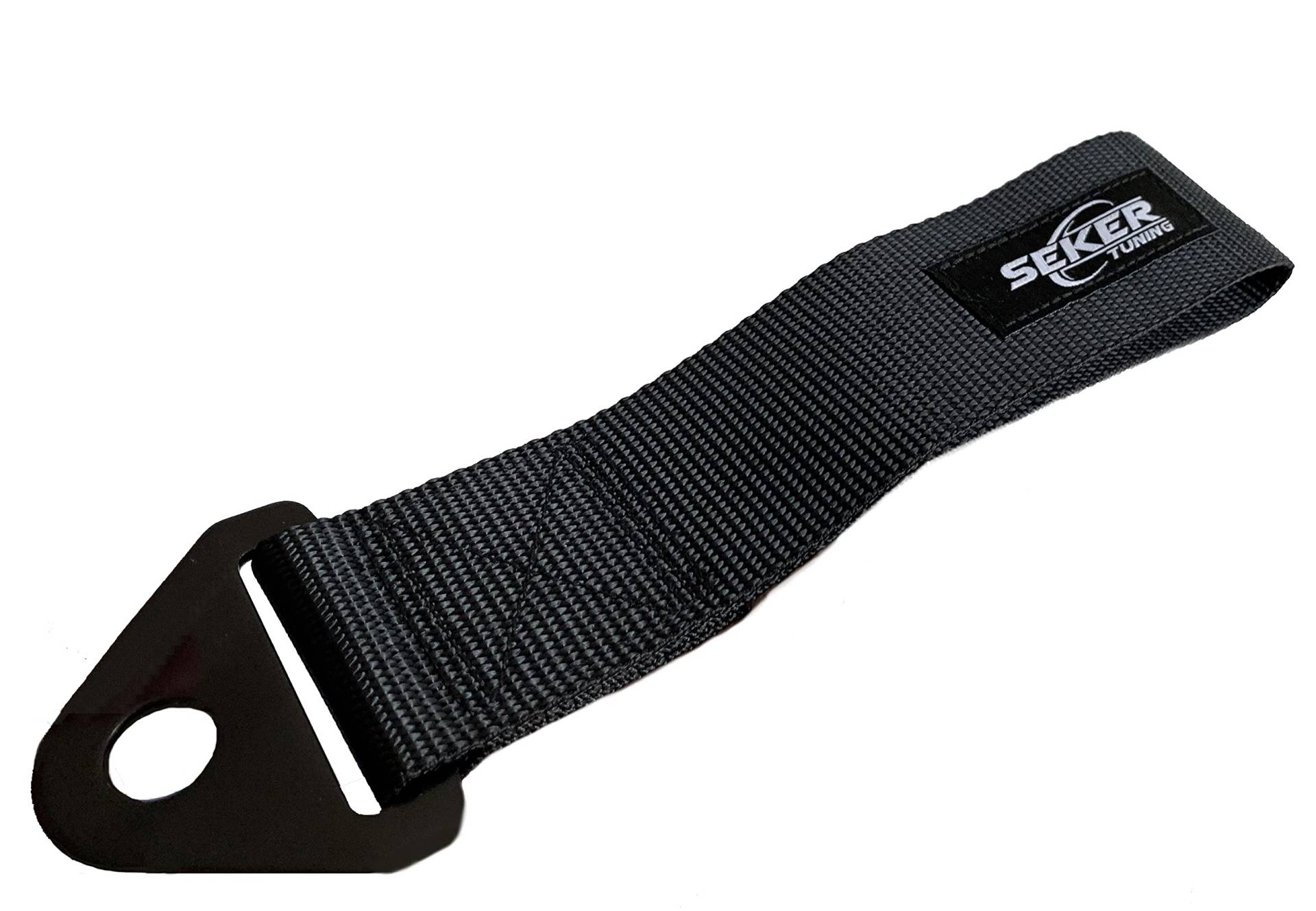 SEKER® Motorsport Abschleppschlaufe SCHWARZ Schlaufe Premium Abschleppband Abschleppöse Abschleppseil Tow Strap Hook Universal für Racing JDM Drift Tuning (SCHWARZ) von SEKER