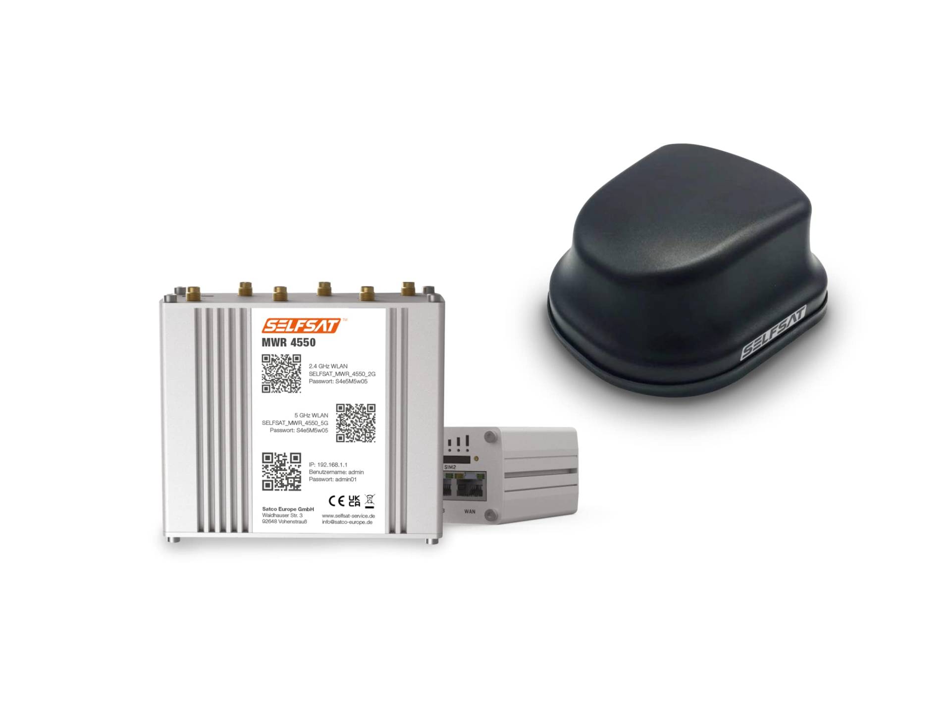 SELFSAT MWR 4550 (4G / LTE & WLAN Internet Router bis 300 Mbps inkl. 4G / 5G Ready Dachantenne) von SELFSAT