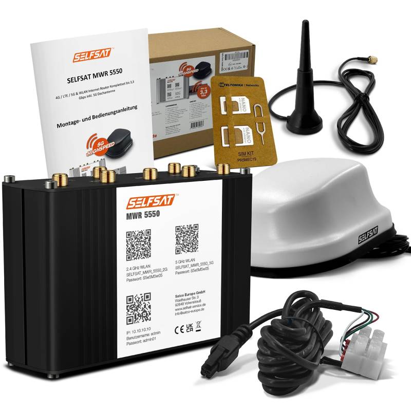 SELFSAT MWR 5550 weiß (4G / LTE / 5G & WLAN Internet Router bis 3,3 Gbps inkl. 5G Dachantenne), Starlink kompatibel von SELFSAT