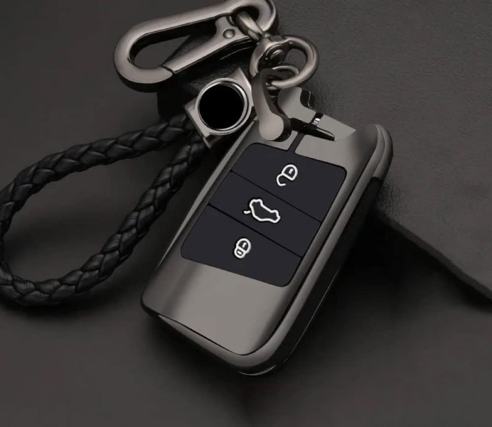 SELIYA Auto Remote Key Case Cover Halter Shell，Passend für Volkswagen VW Magotan Passat B8 Golf CC Skoda Superb A7 Tiguan MK2,schwarzer Schlüsselanhänger B von SELIYA