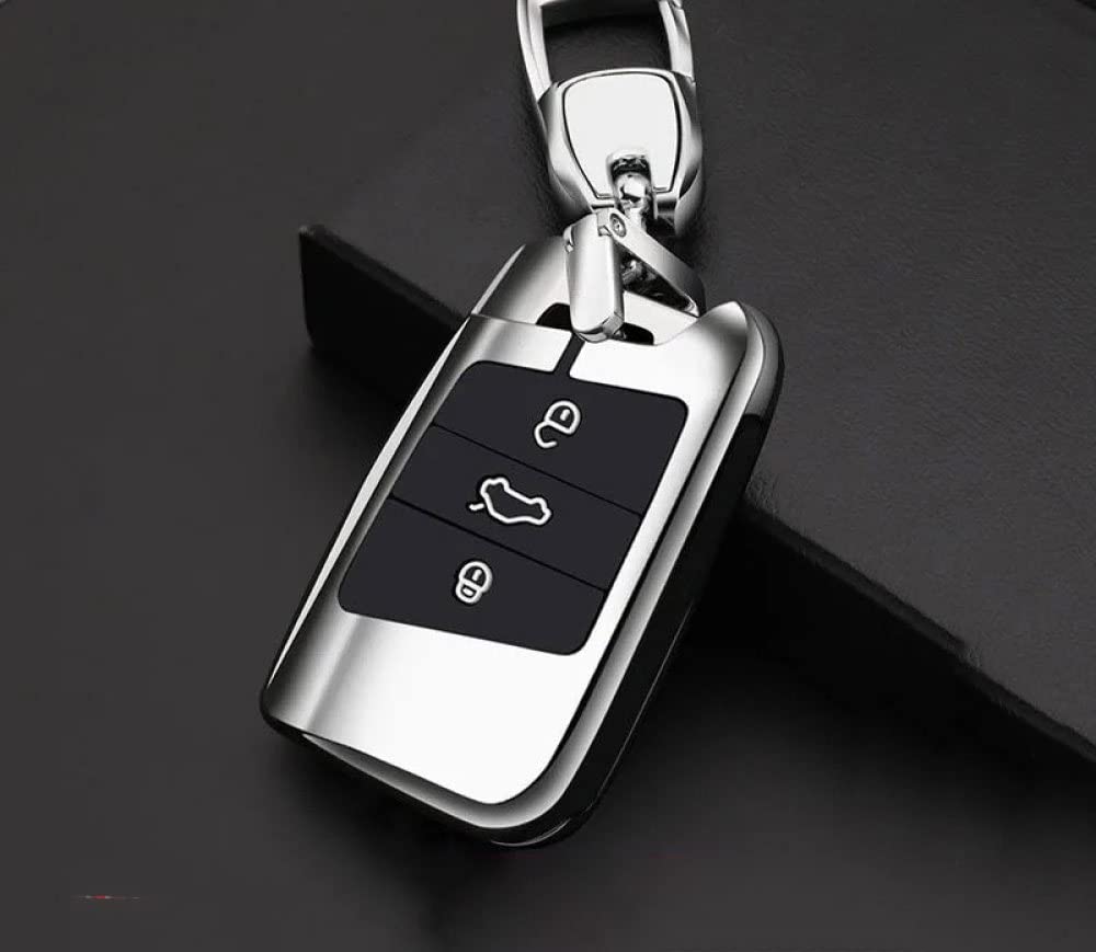 SELIYA Auto Remote Key Case Cover Halter Shell，Passend für Volkswagen VW Magotan Passat B8 Golf CC Skoda Superb A7 Tiguan MK2,silberner Schlüsselanhänger A von SELIYA