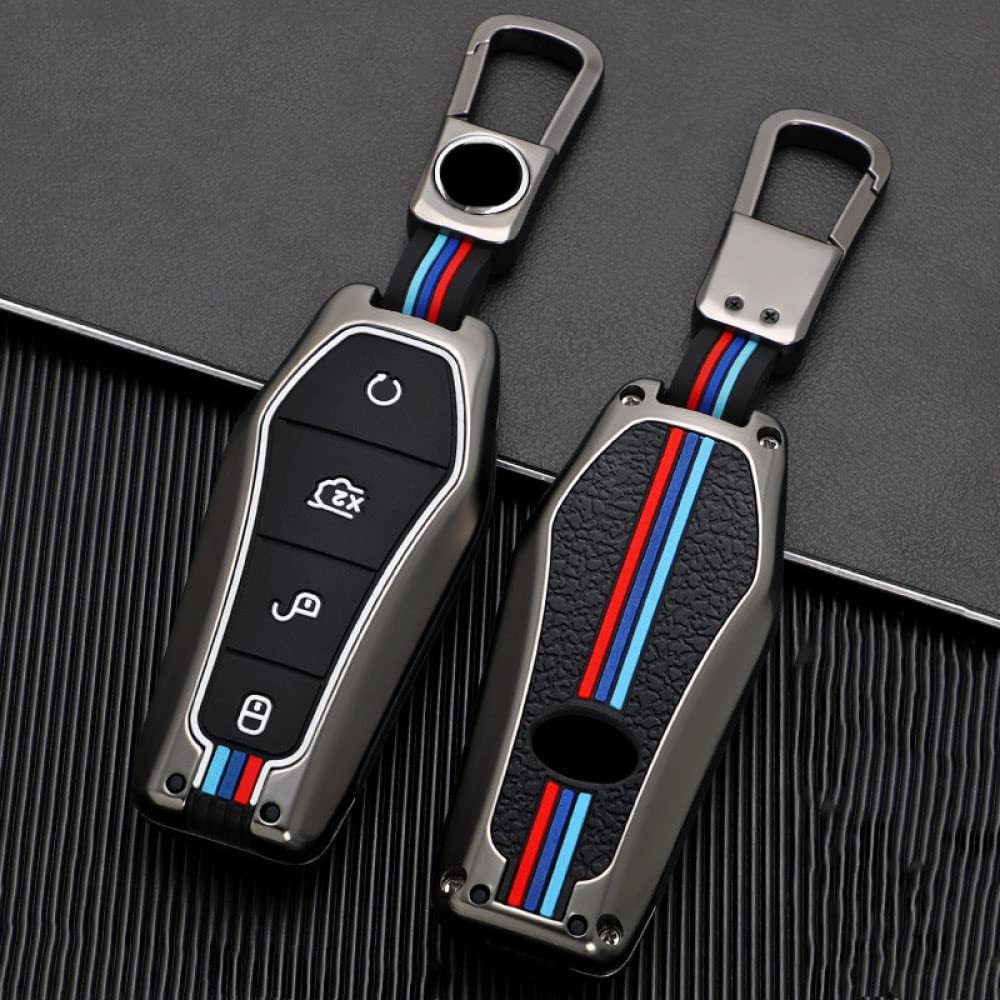SELIYA Autoschlüssel Hülle Funkschlüssel Hülle, passend für BYD Tang DM 2018 Schlüsseltasche Schlüsselanhänger Schlüsselanhänger Schlüsselhüllen grau,1 von SELIYA