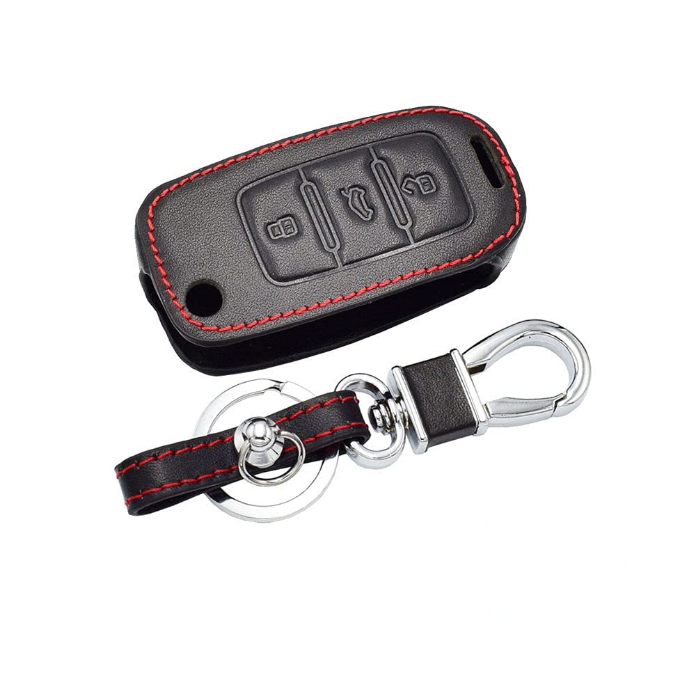 SELIYA Leder Autoschlüsseletui,Passend für VW Volkswagen Polo Golf Passat Beetle Caddy T5 Up EOS Tiguan Skoda A5 SEAT Leon Altea Flip Remote Cover,A Black Red Line SELIYA Leder Autoschlüsseletui,Passend für VW Volkswagen Polo Golf Passat Beetle Caddy T5 Up EOS Tiguan Skoda A5 SEAT Leon Altea Flip Remote Cover,A Black Red Line von SELIYA