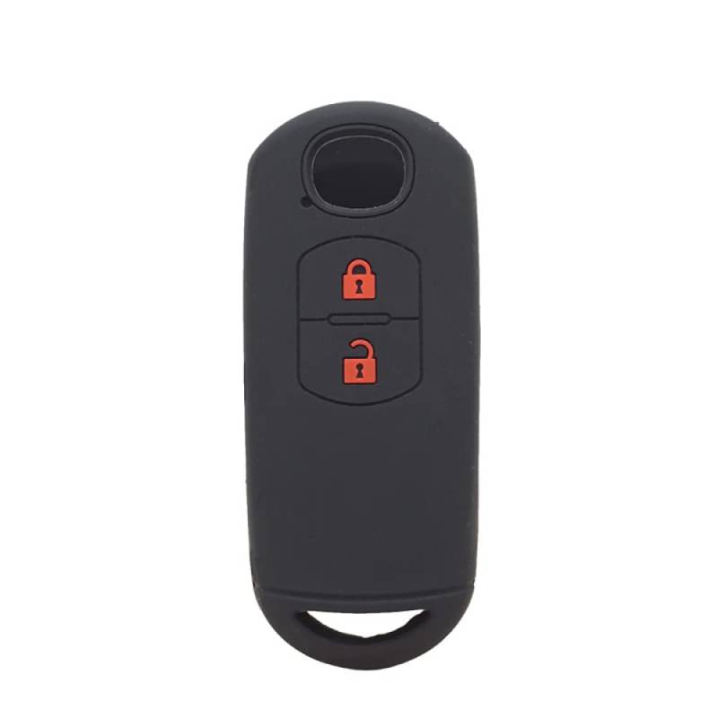 SELIYA Silikon-Schlüsselhalter-Abdeckung mit 2 Tasten, passend für Mazda 2 5 3 6 CX-3 CX-4 CX-5 CX-7 CX-9 MX-5 Schlüsselgehäuse, Schwarze rote Taste von SELIYA