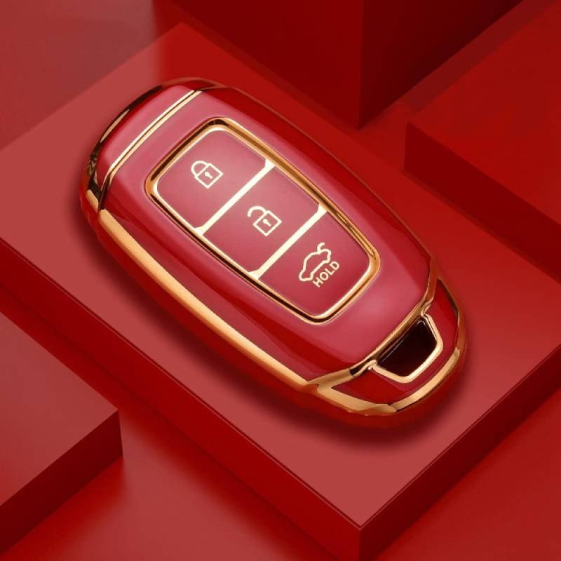 SELIYA TPU Auto Remote Key Case Cover Shell，Passend für Hyundai i30 ix25 Elantra KONA Solaris Accent Santa Fe Azera Grandeur Ig TM Palisade,Rot nur Hülle von SELIYA