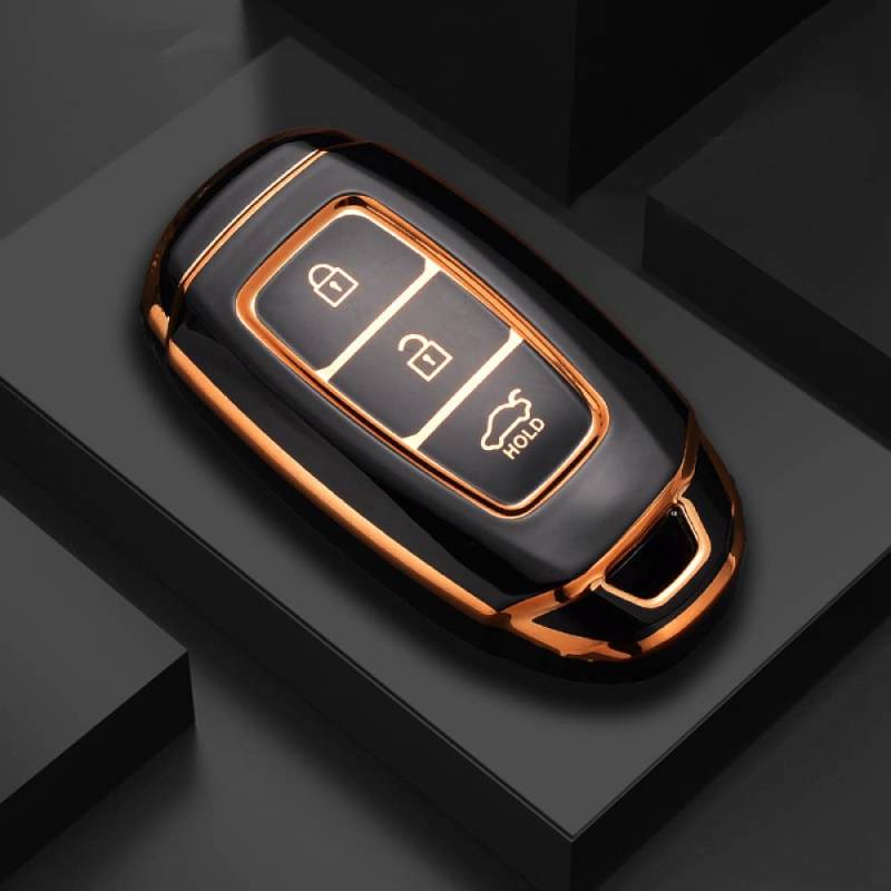 SELIYA TPU Auto Remote Key Case Cover Shell，Passend für Hyundai i30 ix25 Elantra KONA Solaris Accent Santa Fe Azera Grandeur Ig TM Palisade,nur Schwarze Hülle von SELIYA