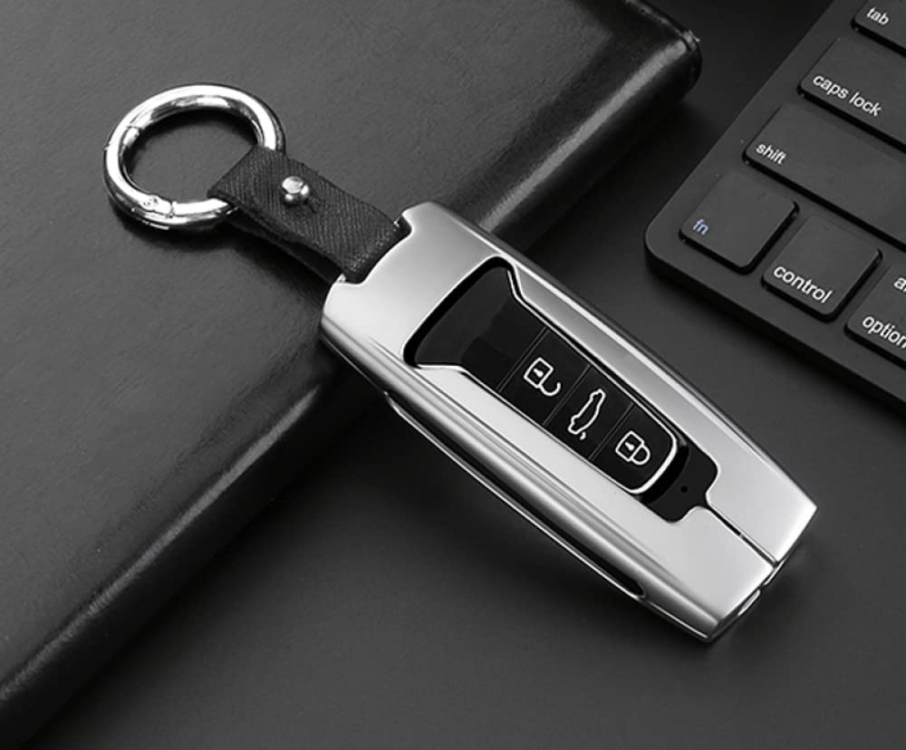 SELIYA Zinklegierung Autoschlüsseletui, passend für Volkswagen Touareg 2019 2020 2021 Schlüsselhüllenschutz Schlüsseltaschen Auto Schlüsselanhänger,2,2,Silber von SELIYA