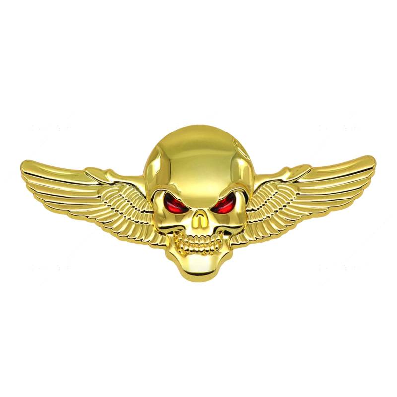 3D Schädelflügel Metallauto Aufkleber Schädel Embleme Badge Car Motorbike Decals Aufkleber Autozubehör Dekoration von SELVFZ