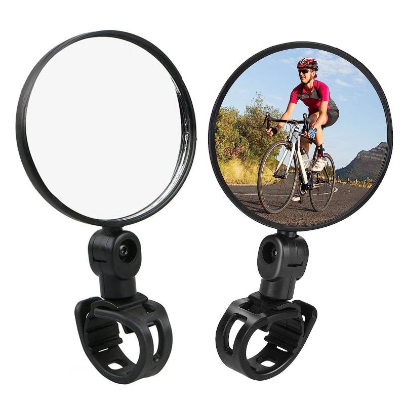 Fahrradspiegel,HD Echtglas Fahrrad Rückspiegel,360° Drehbar & Klappbar Fahrrad Rückspiegel,Flacher Lenker Drehspiegel Rückspiegel Lenkerspiegel für Fahrrad rennrad Mountainbikes (10 cm) von SEMINISMAR