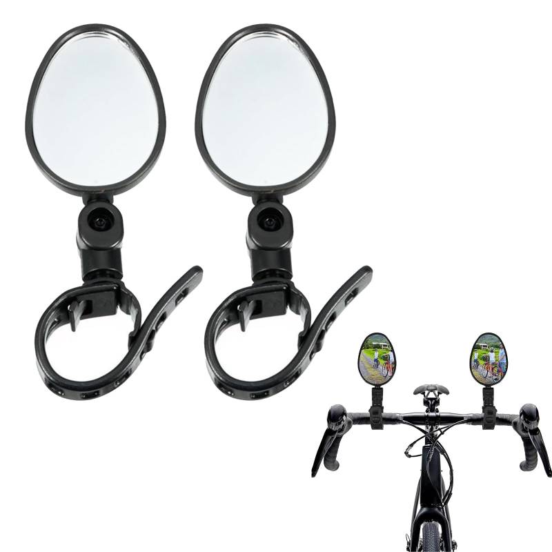 Fahrradspiegel,HD Echtglas Fahrrad Rückspiegel,360° Drehbar & Klappbar Fahrrad Rückspiegel,Flacher Lenker Drehspiegel Rückspiegel Lenkerspiegel für Fahrrad rennrad Mountainbikes (Ellipse) von SEMINISMAR