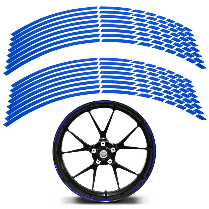 Felgenaufkleber,Reflective Wheel Felgen streifen Aufkleber,Felgenrandaufkleber Komplettset,Felgenrandaufkleber Felgenband,Motorrad Fahrrad Auto Blau Motorradaufkleber Komplettset,Blau von SEMINISMAR