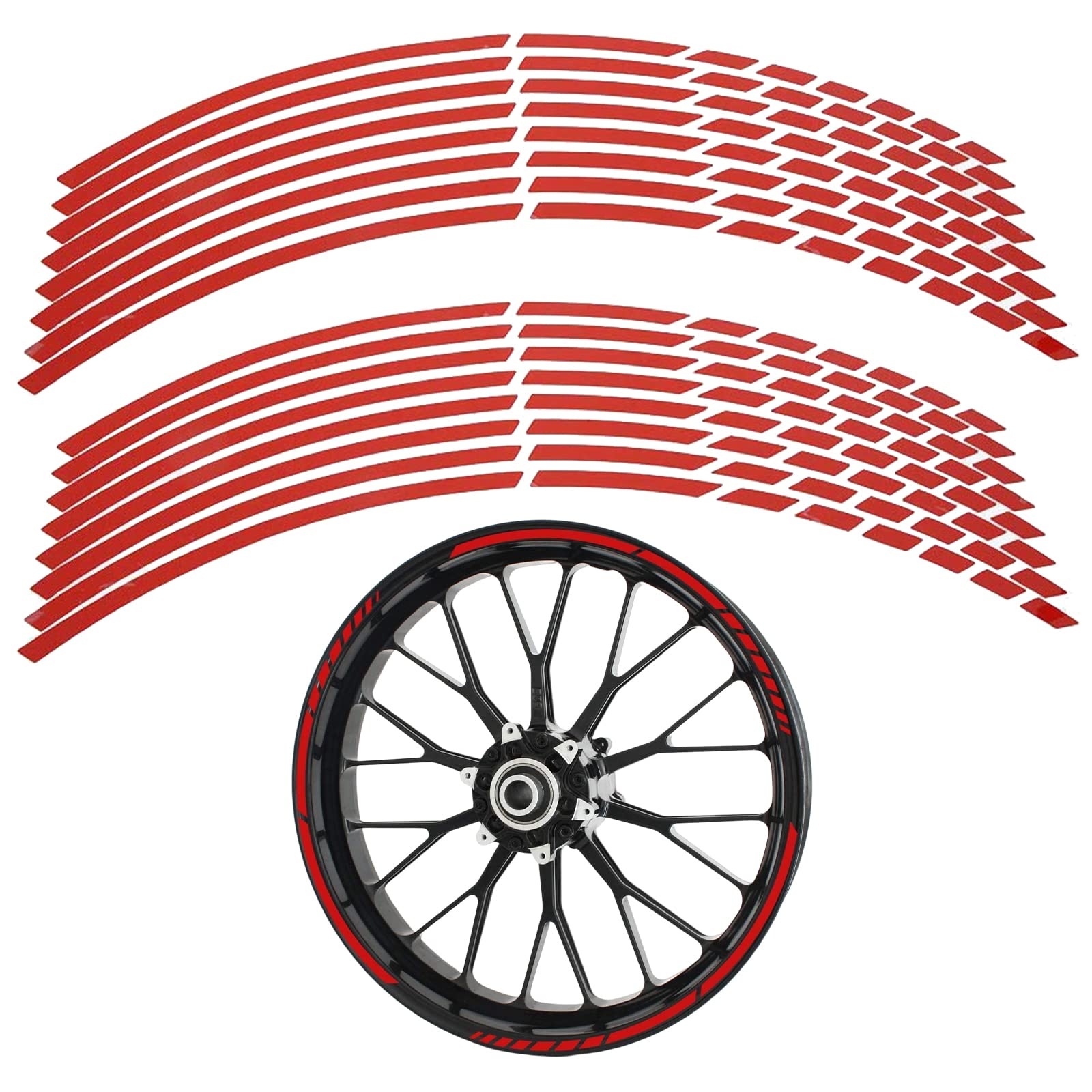 SEMINISMAR Felgenaufkleber,Reflective Wheel Felgen Streifen Aufkleber,Felgenrandaufkleber Komplettset,Felgenrandaufkleber Felgenband,Motorrad Fahrrad Auto Rot Motorradaufkleber Komplettset,rot von SEMINISMAR