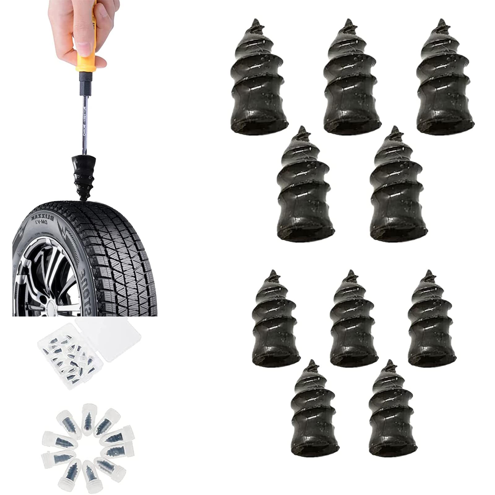 Reifenreparatur Gumminägel,Gummi Nagel Reifen Reparatur Nägel,Tubeless Reifenreparaturen Vakuum Reifen Reparatur Nagel Schlauchlose Reifen-Reparaturset,Schnelles Werkzeug Reifenreparaturnagel,10 PCS von SEMINISMAR