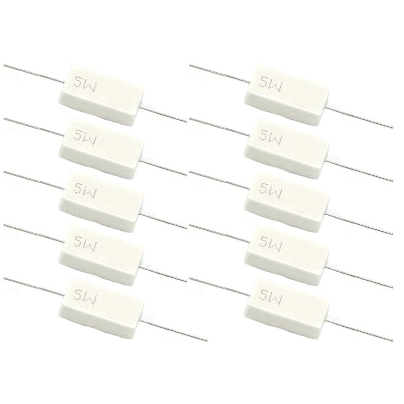Keramik-Zement-Widerstände, 5 W, 10 Ohm, drahtgewickelter Keramik-Zement-Widerstand, Keramik-Zement-Widerstand, 10 Stück von SENRISE