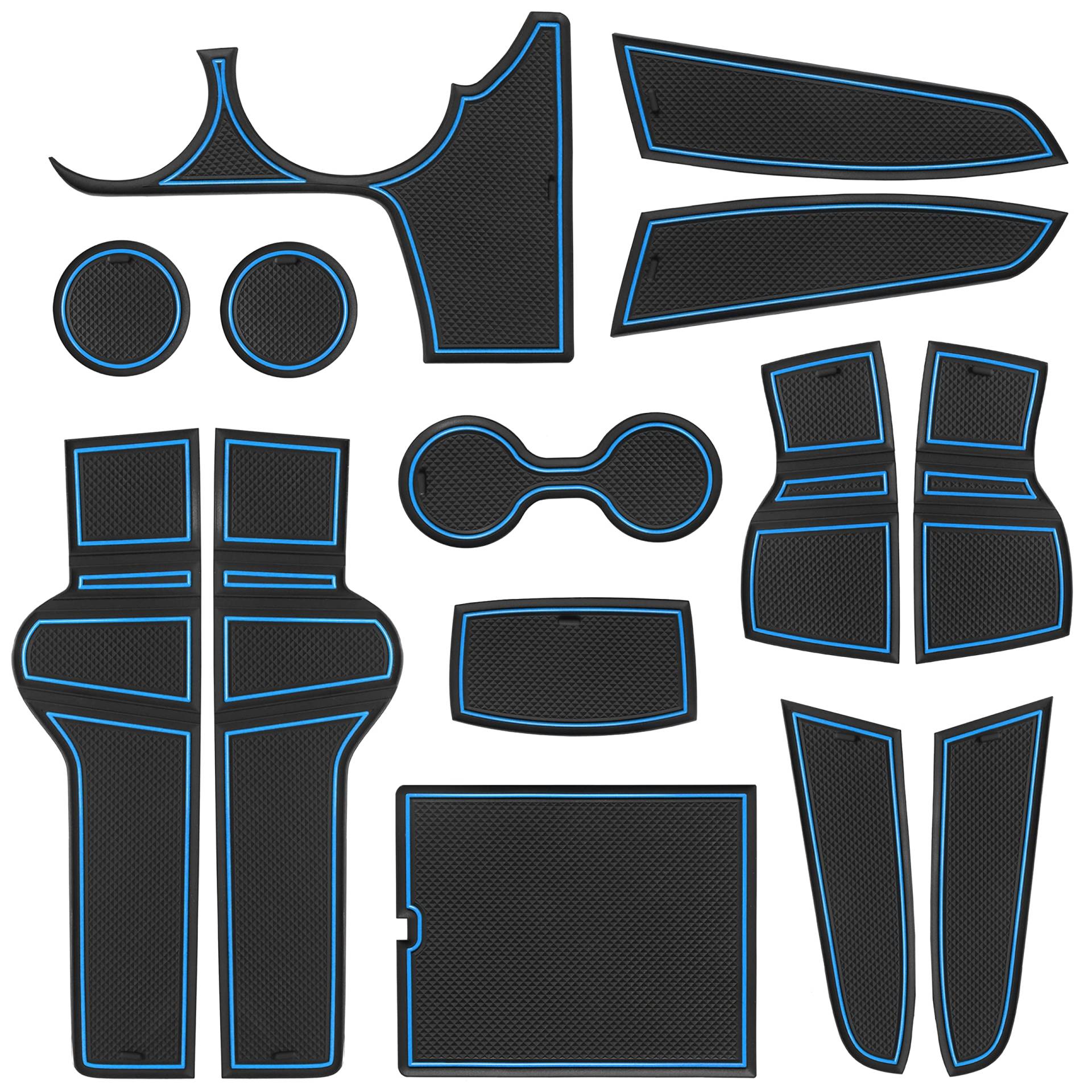 Sensheine Passgenaue Auto-Einlagen, Einsätze für Getränkehalter, Mittelkonsole, Handschuhfach, Anti-Rutsch-Matten, 14-teiliges Set (Blauer Rand) Sensheine Passgenaue Auto-Einlagen, Einsätze für Getränkehalter, Mittelkonsole, Handschuhfach, Anti-Rutsch-Matten, 14-teiliges Set (Blauer Rand) von SENSHINE