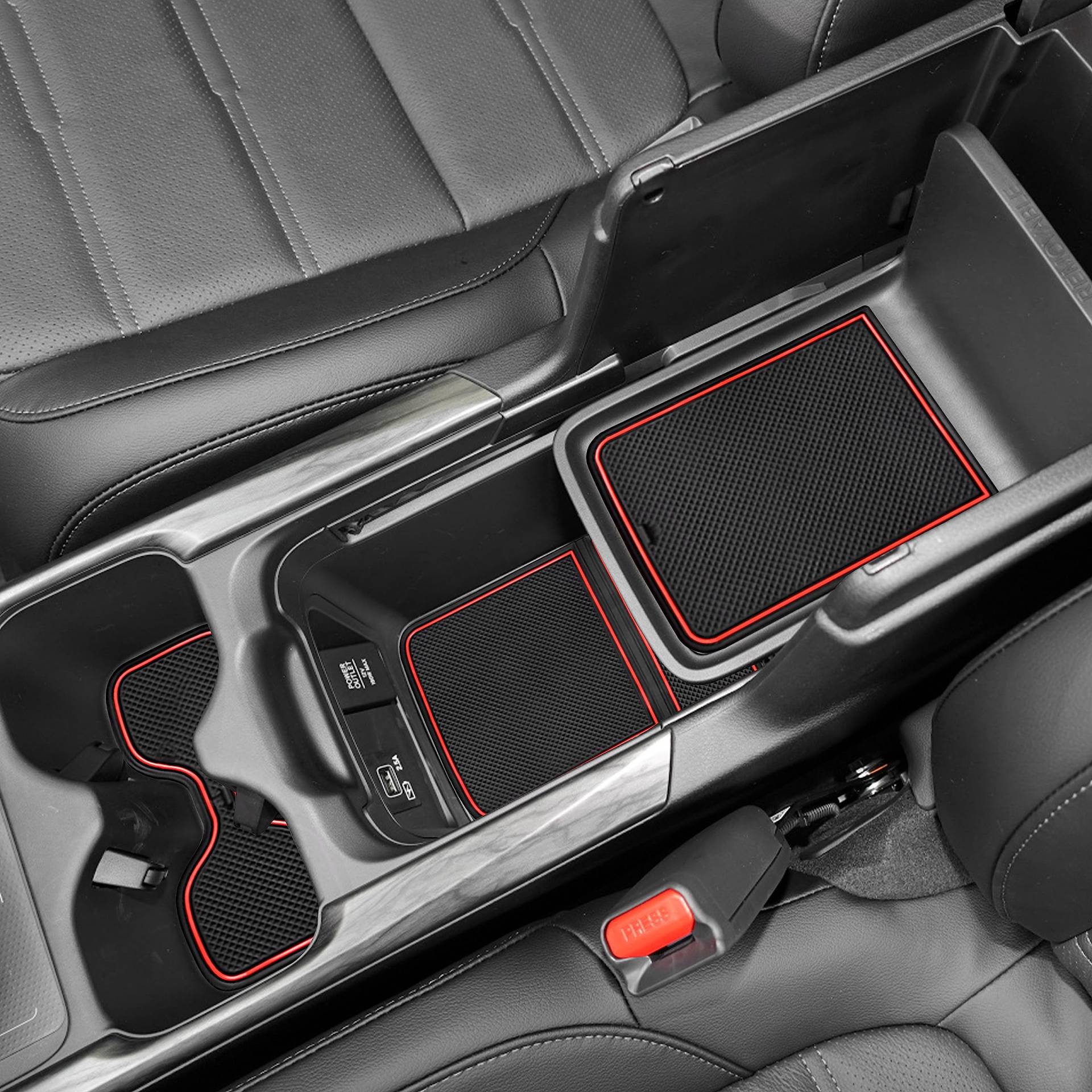 SENSHINE Zubehör für Honda CR-V CRV 2020 2021 Becherhalter-Einsatz Mittelkonsole Verkleidung Tür Paket Matten 20-teiliges Set (roter Rand) von SENSHINE