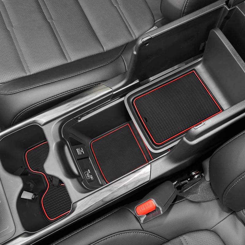 SENSHINE Zubehör für Honda CR-V CRV 2020 2021 Becherhalter-Einsatz Mittelkonsole Verkleidung Tür Paket Matten 20-teiliges Set (roter Rand) von SENSHINE