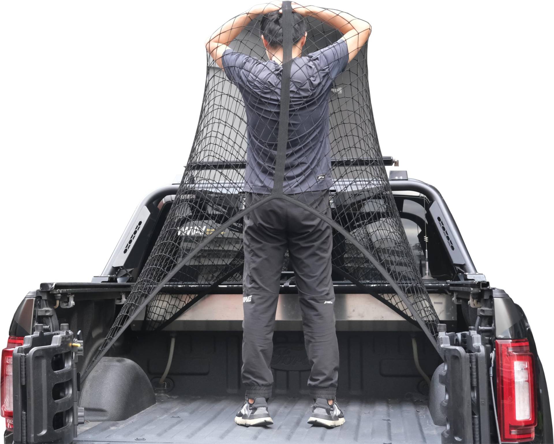 SENYAZON Hochelastisches Gepäcknetz, einfacher LKW-Bett-Organizer, geeignet für tägliche leichte Lasten von LKWs, 1,2 x 1,2 m dehnbar bis 2,1 m x 2,1 m (doppellagig) von SENYAZON