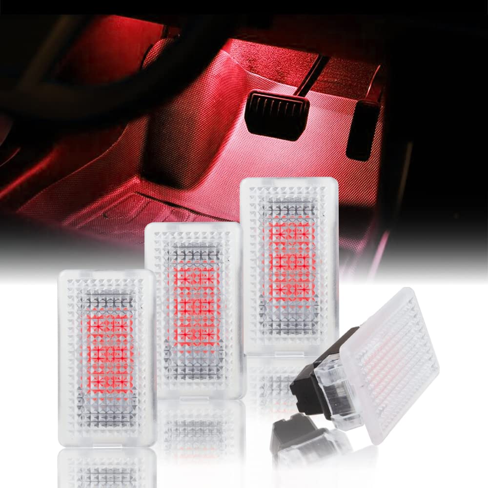 SENZEAL LED Innenleuchten für Tesla Model 3/Y/S/X Ultrahelle LED-Lampe Fußraumbeleuchtung Kofferraum Licht Handschuhkasten Lichter Rot (4 Stück) von SENZEAL