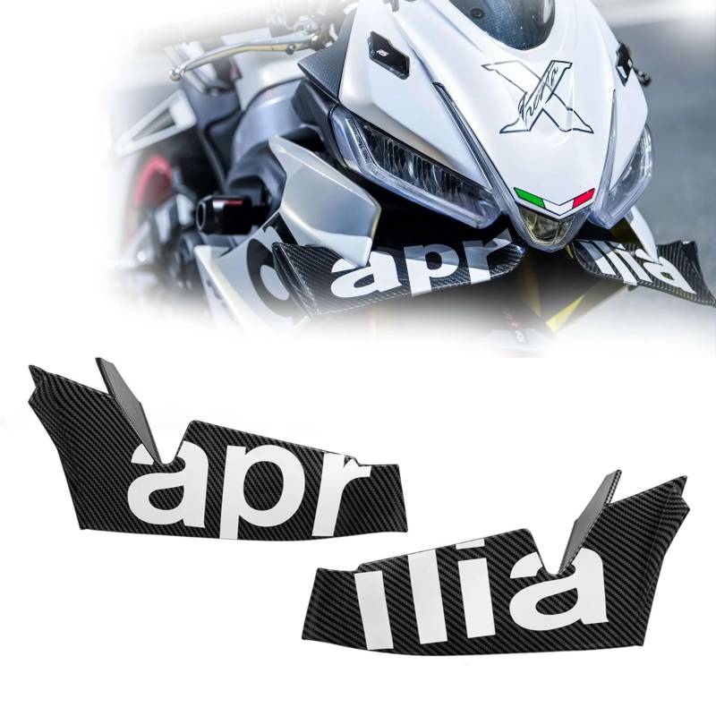 Für Aprilia RS660 Motorrad Winglet Aerodynamischer Spoiler 8 Farben, einstellbares und leichtes ABS-Material verbessert Stabilität und Leistung(Weiße Kohlefaser) von SERALI