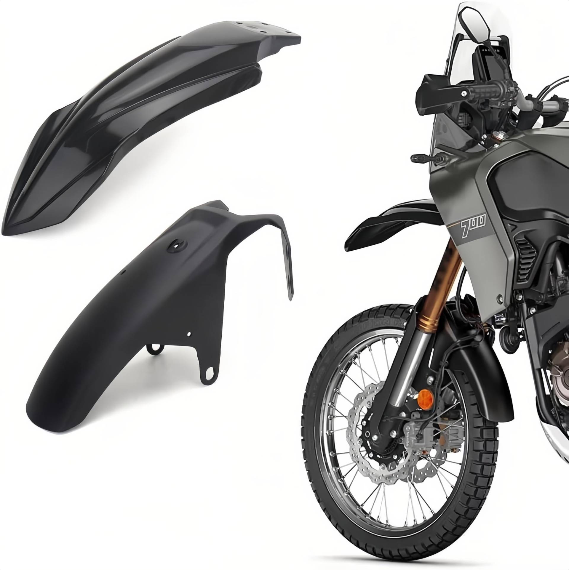 Motocross Zubehör Kotflügel vorne hoch/niedrig Kotflügel für Yamaha Tenere 700/ Tenere 700 Rally/Tenere 700 World Raid/Tenere 700 World Rally (Hoch- und Tiefschutzblech - Schwarz) von SERALI