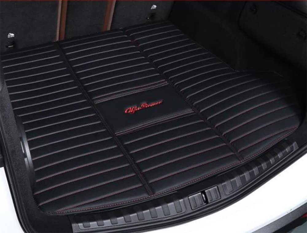SERTUV Leder Kofferraummatten Kofferraumwanne, für Alfa Romeo Stelvio 2017-2022 2023 Car Fahrzeuganpassung Heck Kofferraum VollstäNdige Schutzmatten Zubehör,BlackRed-Bottom SERTUV Leder Kofferraummatten Kofferraumwanne, für Alfa Romeo Stelvio 2017-2022 2023 Car Fahrzeuganpassung Heck Kofferraum VollstäNdige Schutzmatten Zubehör,BlackRed-Bottom von SERTUV