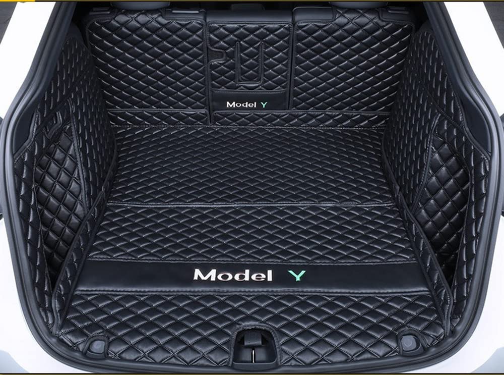 SERTUV Leder Kofferraummatten Kofferraumwanne, für Tesla Model Y 2021 2022 2023 Car Fahrzeuganpassung Heck Kofferraum VollstäNdige Schutzmatten Zubehör,Blackstyle-1Set SERTUV Leder Kofferraummatten Kofferraumwanne, für Tesla Model Y 2021 2022 2023 Car Fahrzeuganpassung Heck Kofferraum VollstäNdige Schutzmatten Zubehör,Blackstyle-1Set von SERTUV