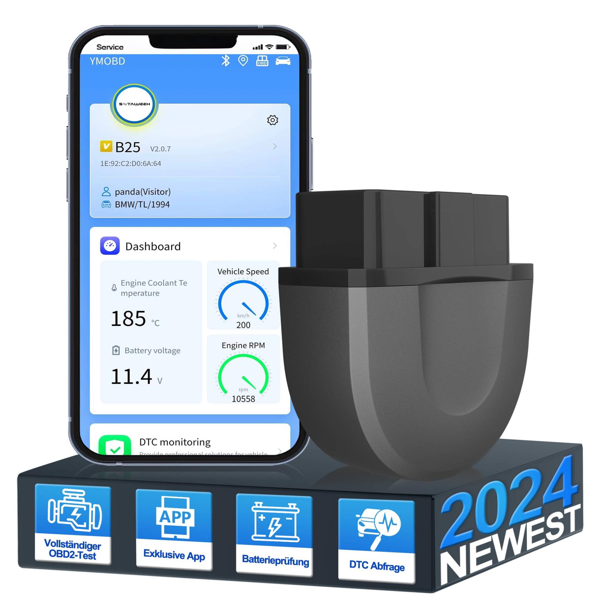 SETAWEEH OBD2 Diagnosegerät OBD2 Bluetooth Adapter Auto Auslesegerät OBD-II Diagnosewerkzeuge Fehlerauslesegerät KFZ mit Desizierte APP für iOS und Android SETAWEEH OBD2 Diagnosegerät OBD2 Bluetooth Adapter Auto Auslesegerät OBD-II Diagnosewerkzeuge Fehlerauslesegerät KFZ mit Desizierte APP für iOS und Android von SETAWEEH
