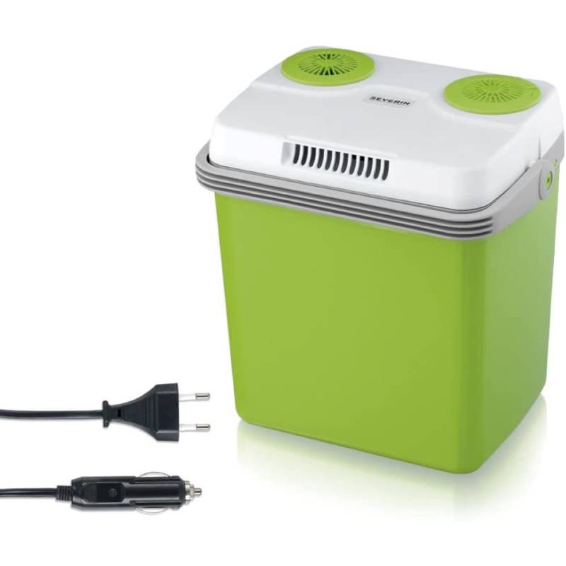 SEVERIN Elektrische Kühlbox (19 L) mit Kühl- und Warmhaltefunktion, 2 Anschlüsse fürs Auto (Netzteil & Zigarettenanzünder), grün/grau, KB 2922 von SEVERIN