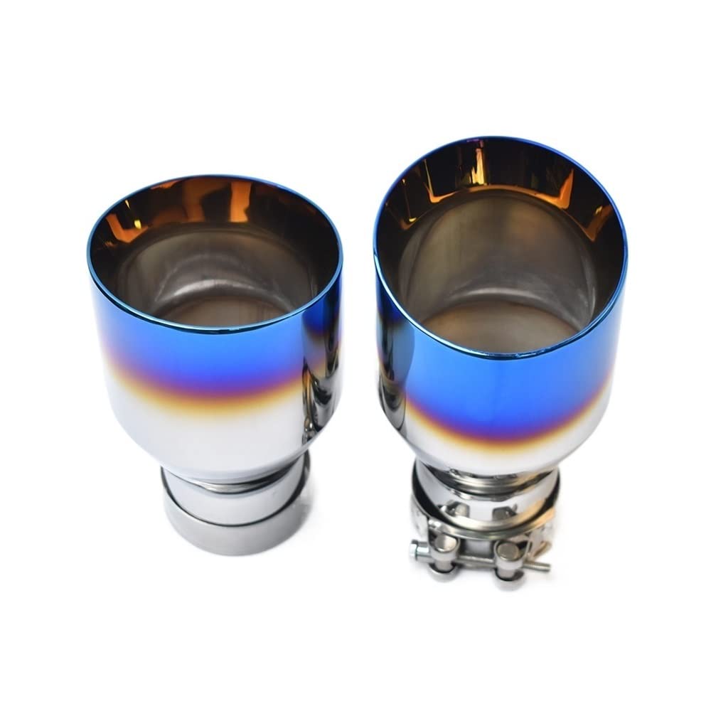 Auto Auspuff Endrohr 1 Stück Auto Burnt Blue Edelstahl Flansch Auspuff Endrohr Slashed Bevel Edge Schalldämpfer Rohrspitze Autoauspuffende (Color : IN 60 Out 89 mm) von SEYFI