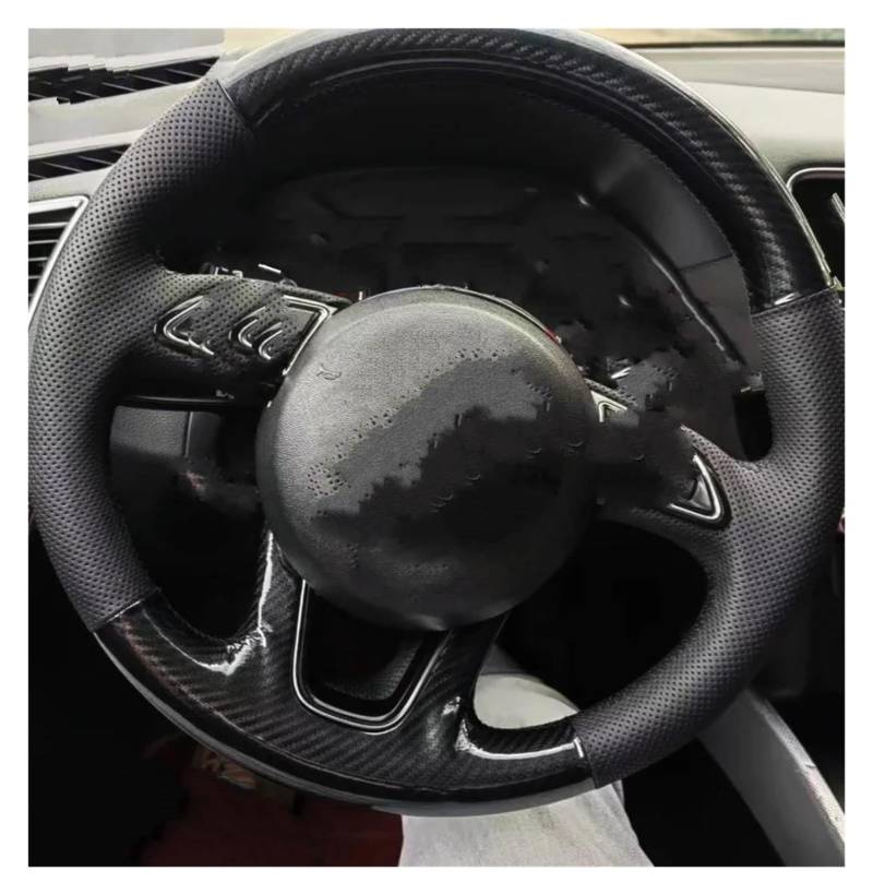 Lenkradschutz Anpassung Auto Lenkradbezug Zubehör Handnähen Echtes Carbonfaserleder Für A1 8X A3 8V Für Sportback A4 B8 Lenkrad Abdeckung(Grey) von SFGOFJGO