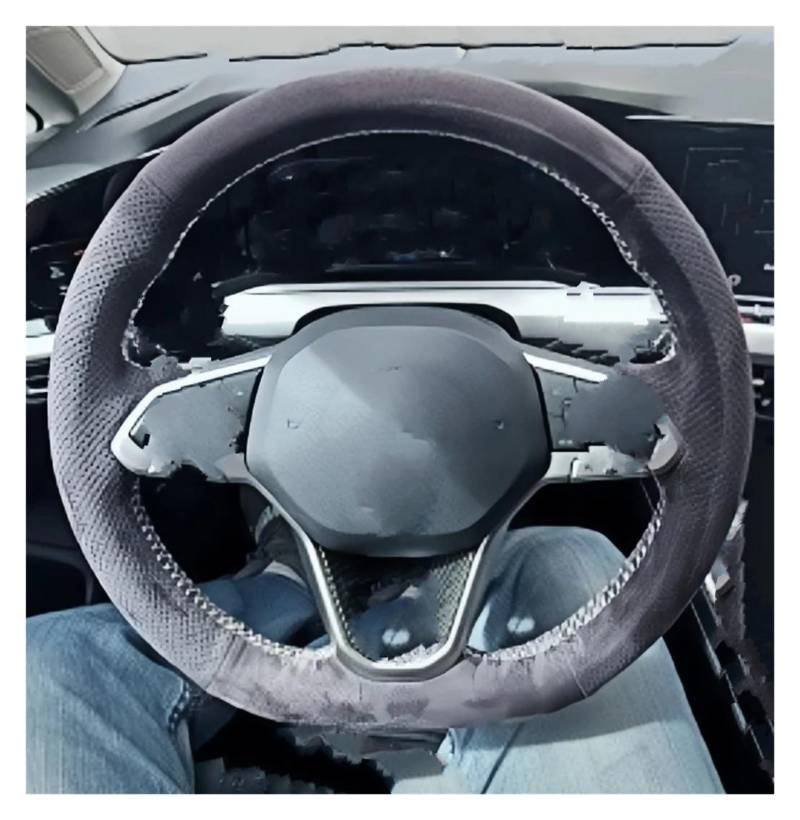 Lenkradschutz Anpassung Handnähen Mikrofaser Leder Auto Lenkradbezug Zubehör Für VW Für Golf 8 2020 Für Atlas 2020-2022 Lenkrad Abdeckung(Blau) von SFGOFJGO