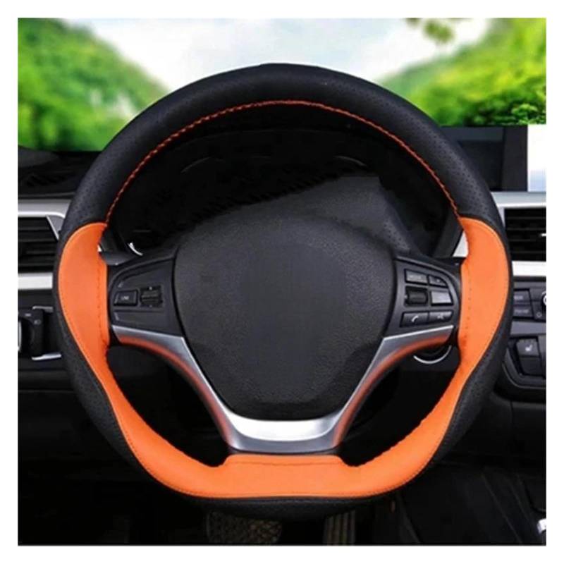 Lenkradschutz DIY 38 cm Lenkrad Weiche Faser Leder Anti-Rutsch Auto Lenkradbezug Auto Mit Nadel und Faden Innenausstattung Lenkrad Abdeckung(Orange) von SFGOFJGO